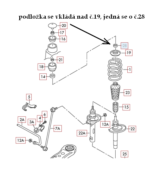Podložky pod tlmiče Octavia 1 - 25mm predné (pár)